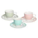 The German Outlet, Tognana, Metropol Gipsy Soft Set of 6 Coffee Cups with Plate
