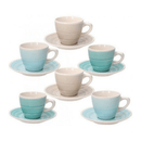 The German Outlet, Tognana, Pack of 6 Stoneware Coffee Cups with Saucer